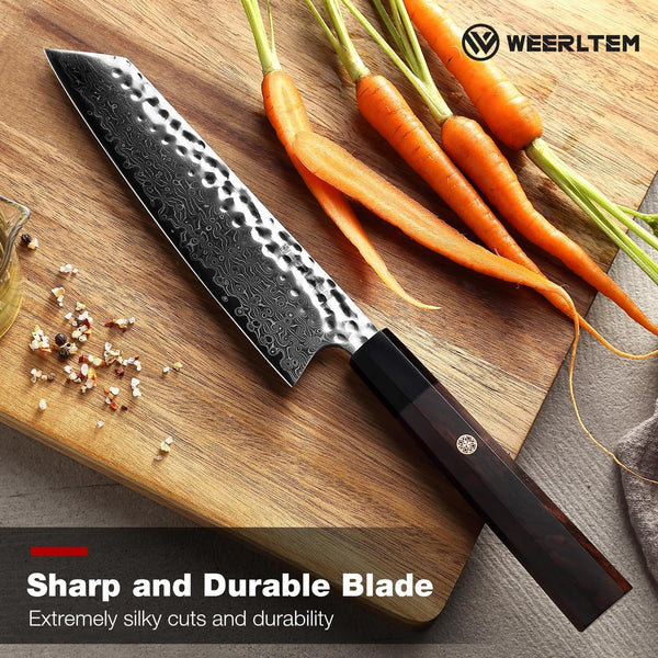 Kiritsuke Chef Knife 8 Inch, Hand-Forged 67-Layer VG10 High Carbon Steel Japanese Damascus Chef Knife, Ultra Sharp Hammered Damascus Chef Knife with Octagonal Ebony Handle & Gift Box8