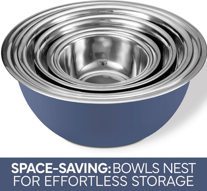 Stainless Steel Mixing Bowls Set - Nesting Bowls, 6 Pieces, Blue4