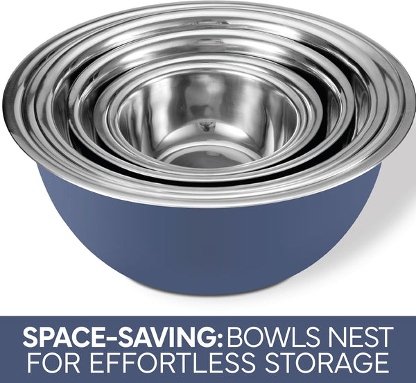 Stainless Steel Mixing Bowls Set - Nesting Bowls, 6 Pieces, Blue4