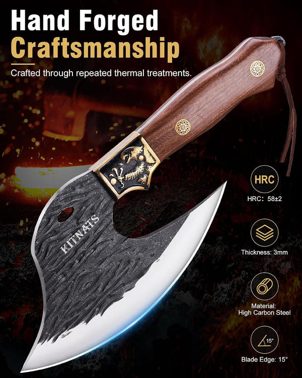 Viking Cleaver Knife, Hand Forged Eagle Style Kitchen Axe, Birthday Gifts6