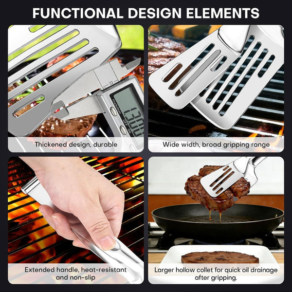 2-In-1 Spatula Tongs, 11.8 In, 304 Stainless Steel, for 12 in Pans5