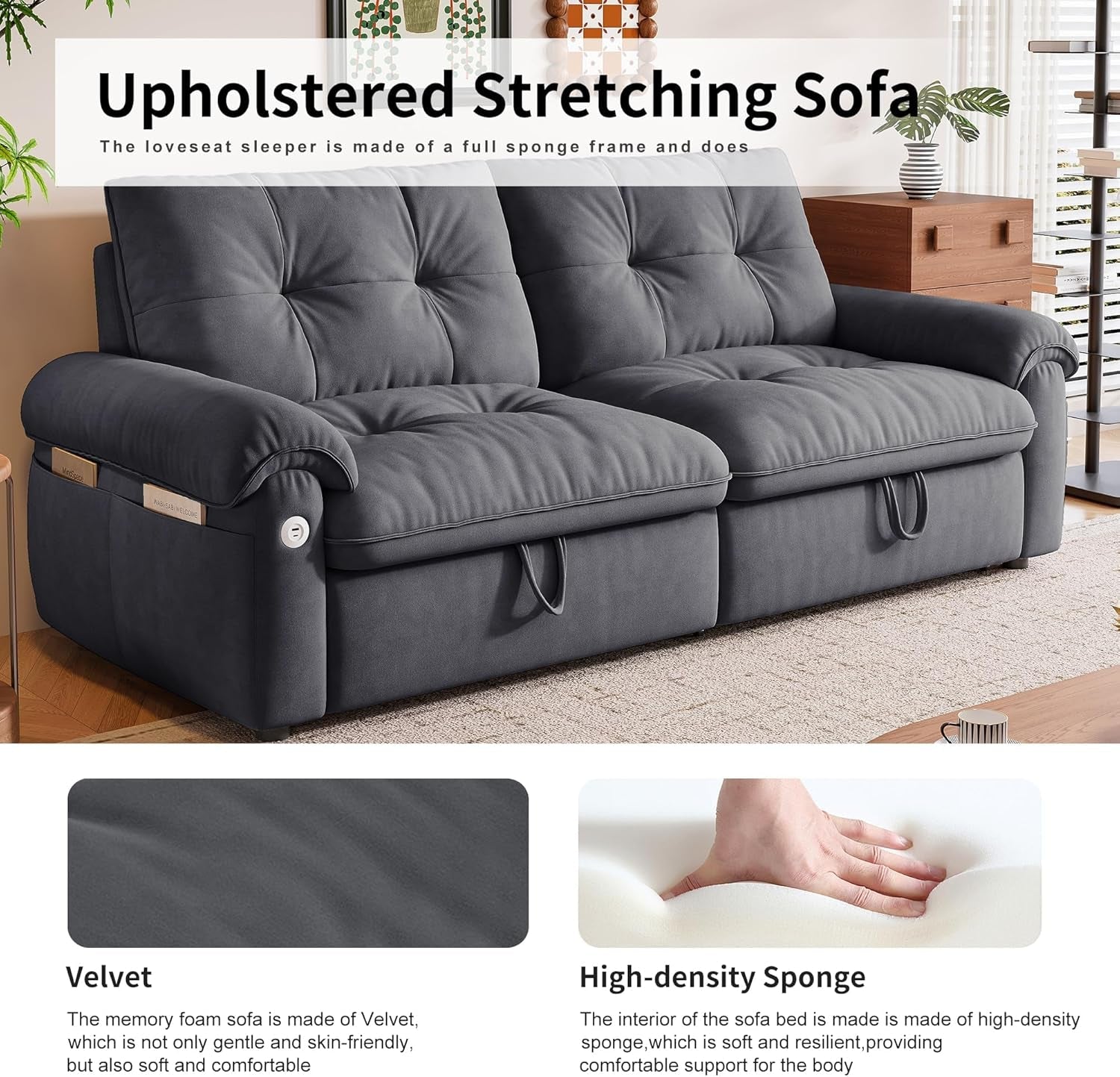77-queen-size-sofa-bed-loveseat-sleeper-sofa-with-pull-out-bed-pockets-and-usb-modern-2-seater-convertible-small-couch-for-living-room-bedroom-apartment-gray