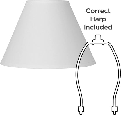 Antique Large White Linen Lamp Shades 6.5X15X10.75 (Spider) Set of 2 | 6.5" Top X 15" Bottom X 10.75" High Replacement for Table Lamps Empire Shade Pre-Assembled Harp + Finial5