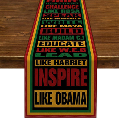 Black History Month Table Runner Rustic Linen African American Party Decoration Classroom Dining Room Kitchen Home Decor 108Inches Long1