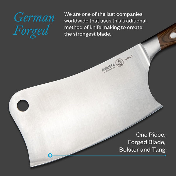 Avanta Forged 7” Heavy Meat Cleaver - German X50 Stainless Steel - Rust Resistant & Easy to Maintain5
