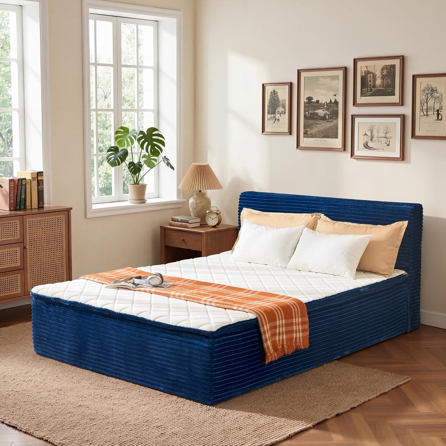 queen-boneless-bed-frame-with-mattress-16-inch-memory-foam-mattress-with-plush-fabric-upholstered-bed-frame-platform-no-assembly-required-cool-night-relieve-pressure-with-medium-support-blue