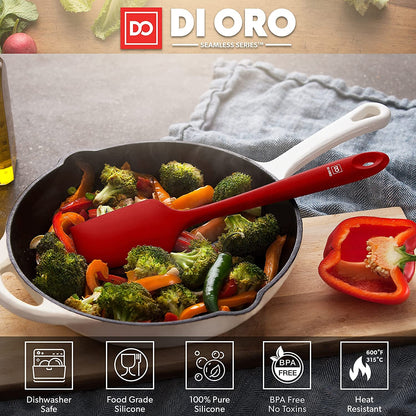 DI ORO Silicone Spatula Set - 600F Heat Resistant, 3-Pc Red3
