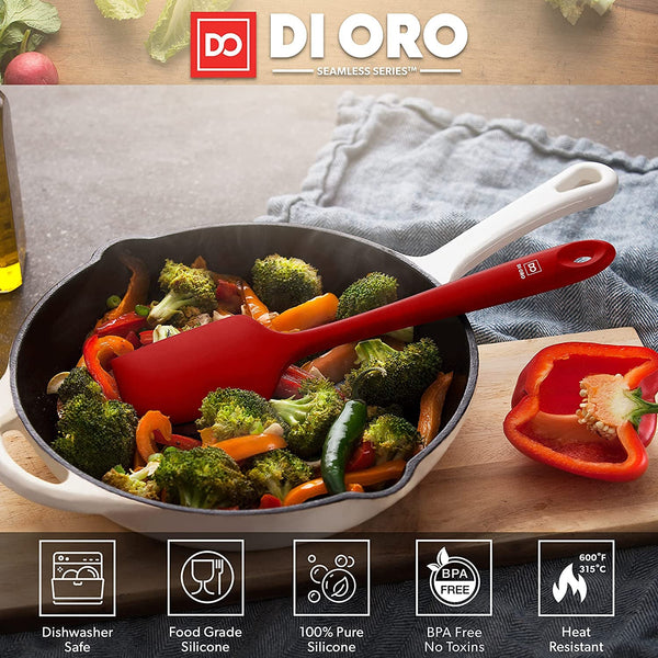 DI ORO Silicone Spatula Set - 600F Heat Resistant, 3-Pc Red3