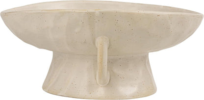 Creative Co-Op Stoneware Footed Pedestal Bowl with Handles, Reactive Glaze, White3