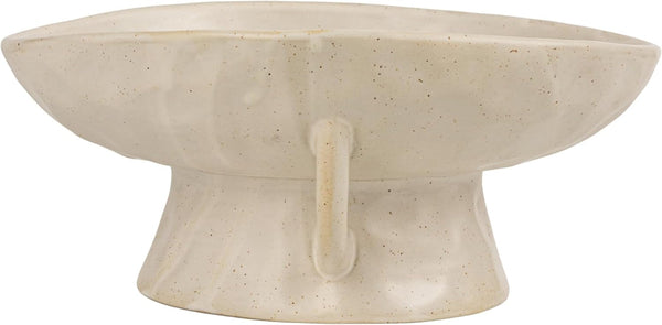 Creative Co-Op Stoneware Footed Pedestal Bowl with Handles, Reactive Glaze, White3