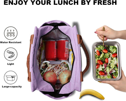 Lunch Bag Women, Reusable Leakproof Insulated Lunch Box- Purple3