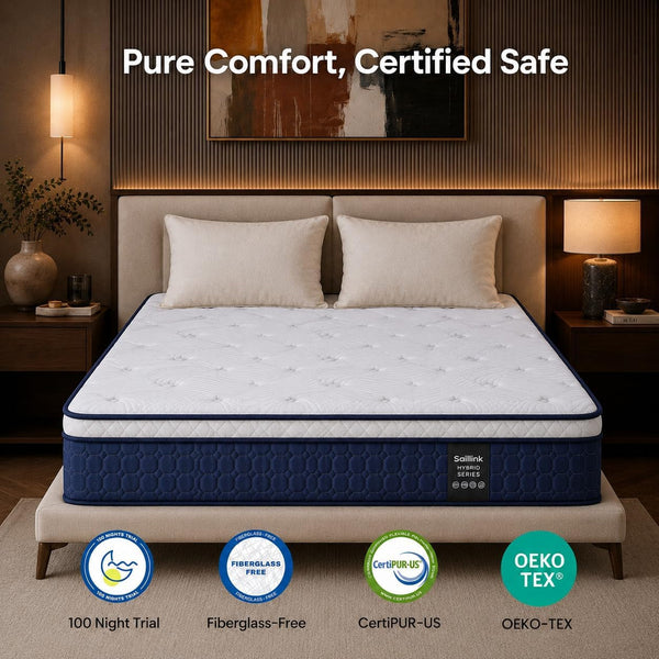 Queen Size Mattress,14 Inch Hybrid Mattress in a Box, Medium Firm Gel-Memory Foam with Individual Pocket Springs,Motion Isolation&Pressure Relief, Certipur-Us(Queen Size)7