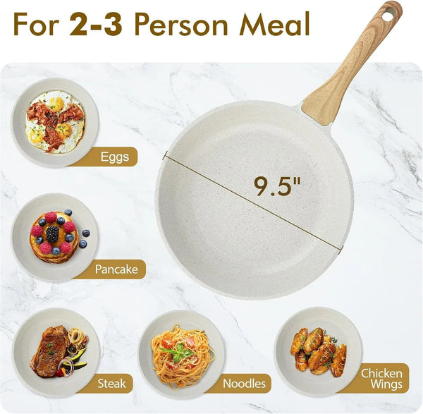 Nonstick Ceramic Frying Pan Skillet, 9.5 Inch Omelet Pan, Healthy Non Toxic Chef Pan, Induction Compatible Egg Pan with Heat Resistant Handle, Pfas-Free6