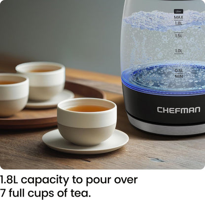 Electric Kettle, 1.8L 1500W, Hot Water Boiler, Removable Lid for Easy Cleaning, Auto Shut Off, Boil-Dry Protection, Stainless Steel Filter, BPA Free, Borosilicate Glass Electric Tea Kettle3