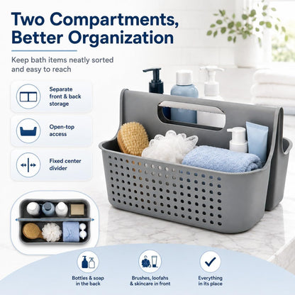 Gray Portable Shower Caddy, 2-Compartment Storage Organizer4