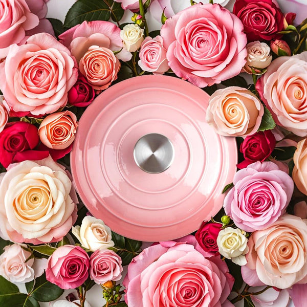 6 Quart Dutch Oven Enameled Cast Iron with Lid - Big Dual Handles - Oven Safe up to 500°F - Classic round Pot for Versatile Cooking Pink2
