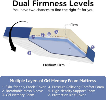 Full Mattress 12 Inch, Full Cooling Gel Memory Foam Mattress5