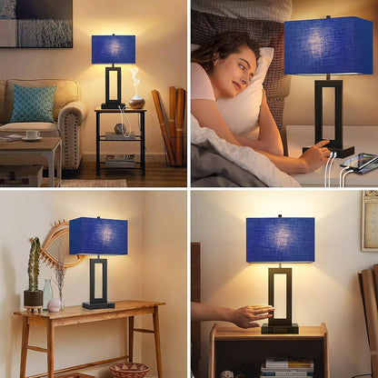 22" Modern Touch Control Table Lamp Set of 2 with 2 USB Ports8