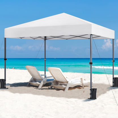 Yaheetech 10X10 Pop up Canopy Tent 1-Button One Person Quick Setup, White | Portable Easy Set-Up Commercial Gazebo Equipped with Wheeled Bag & 4 Sandbags, Fit for Home Party and Outdoor Events9