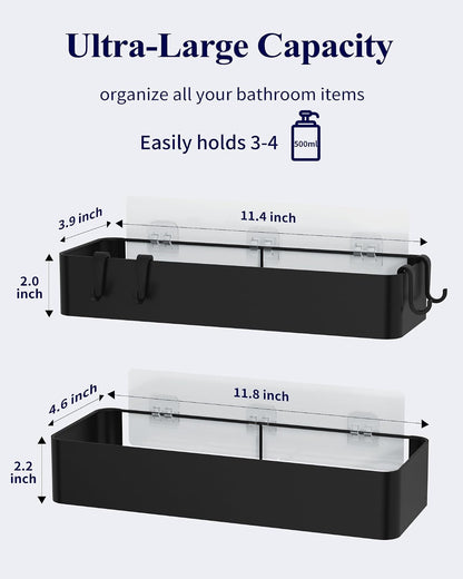Shower Caddy Adhesive, Stylish Shower Organizer, Large, Black4