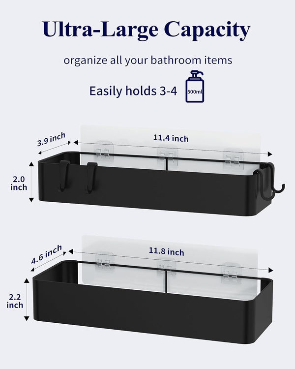 Shower Caddy Adhesive, Stylish Shower Organizer, Large, Black4