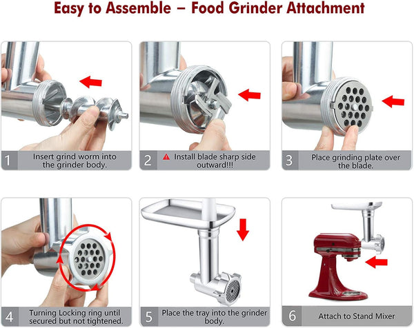 Meat Grinder Attachment for Kitchenaid Stand Mixers | 3 Sausage Stuffer Tubes and 4 Grinding Plates, Metal Food Grinder Accessories for Kitchen Aid Mixer3