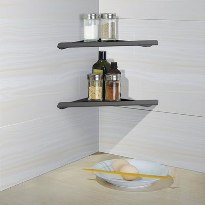 2 Pcs 304 Stainless Steel Corner Shelf with Screws, Triangle Shower Caddy, Wall Mount Soap Holder for Bathroom, Kitchen Organization (Matte Black)7