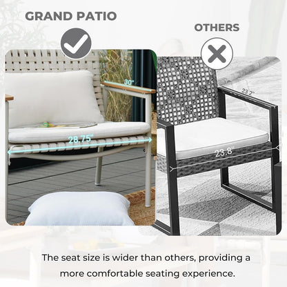 4-Piece Patio Conversation Set, Outdoor Wicker Sofa Set with Waterproof Cushions All-Weather Wicker Furniture Sectional Sofa for Garden, Poolside, or Backyard Relaxation-Grey5