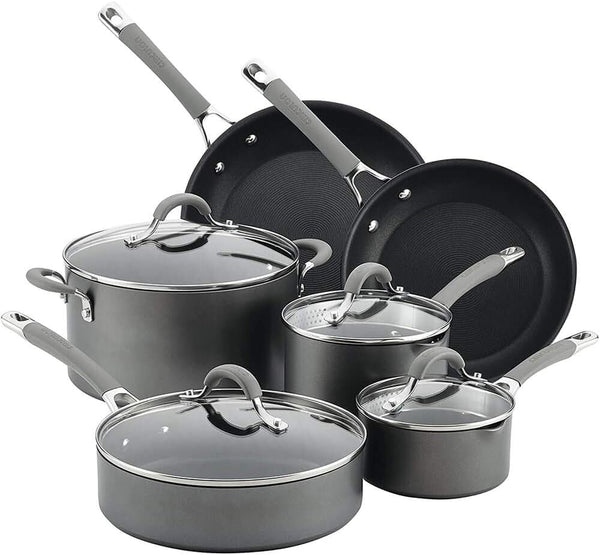 84564 Elementum Hard Anodized Nonstick Cookware Set / Pots and Pans Set - 10 Piece, Gray1