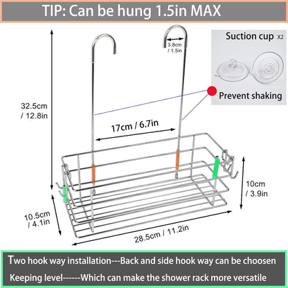 1-Tier Shower Caddy Hanging Shower Rack with Hooks over the Door6