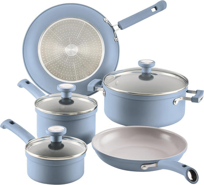 Truecook Ceramic plus Induction-Ready, Dishwasher Safe 12-Piece Cookware Set Steel Blue1