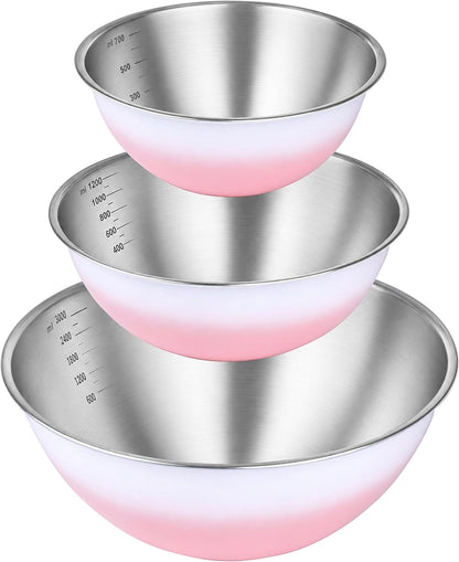 Pink Gradient Mixing Bowls with Measurements, 3-Piece Set1