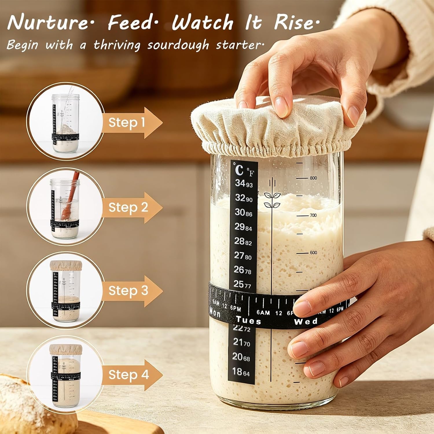 sourdough-starter-kit-sourdough-bread-baking-supplies-banneton-bread-proofing-basket-with-starter-jar-dough-whisk-scrapers-recipe-round-bread-proofing-basket-for-bread-baking