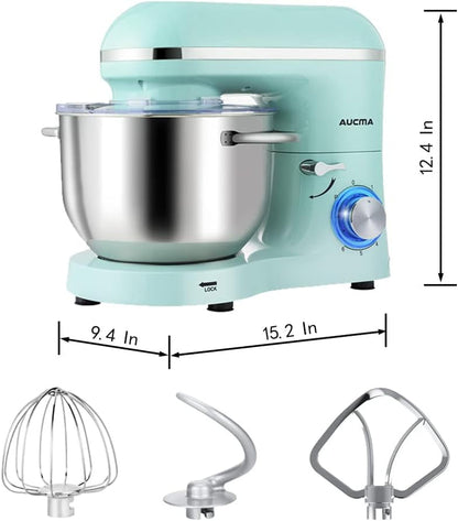 Stand Mixer,6.5-Qt 660W 6-Speed Tilt-Head Food Mixer, Kitchen Electric Mixer with Dough Hook, Wire Whip & Beater (Blue, 6.5QT)5