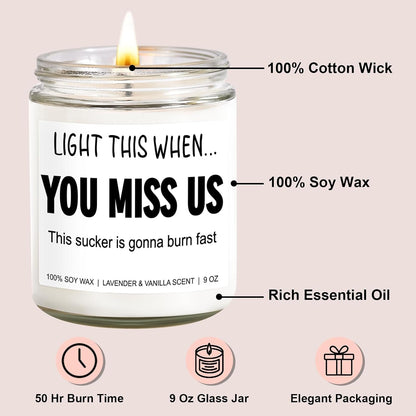 Funny Scented Candle, We Will Miss You, Moving Away Gifts for Friend, Farewell, Goodbye, Going Away Gifts for Coworkers Women, Men, Boss, Coworker Leaving, Retirement Presents - 9 Oz2