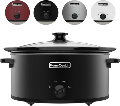 7 Quart Slow Cooker Oval Manual Pot Food Warmer with 3 Cooking Settings, Black Stainless Steel3