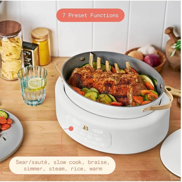 Beautiful by Drew Barrymore 6Qt Electric Multi-Cooker, 10-In-1, 7 Preset Functions, White4