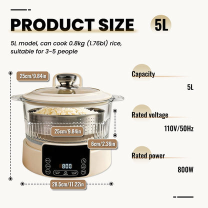 Low Carb Rice Cooker, Multifunction Smart Rice Cooker | Transparent and Visible Food Steamer with Auto Lift Filter Basket4