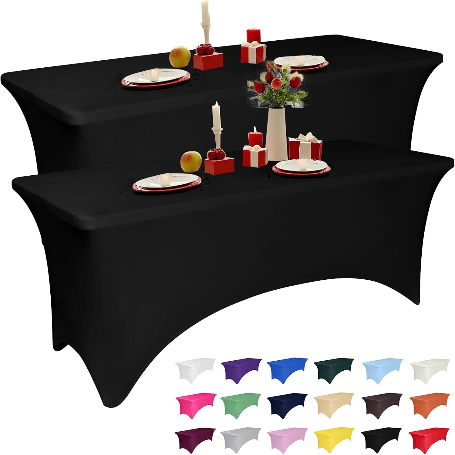 2-pack-4-feet-black-spandex-tablecloth-for-rectangular-tables-fitted-stretch-washable-wrinkle-resistant-perfect-for-event-wedding-party-banquet-cocktail-festival-and-table-protector