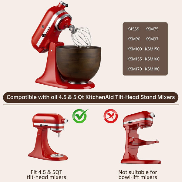 Walnut Mixing Bowl for Kitchen Aid 4.5-5 Qt Tilt-Head8