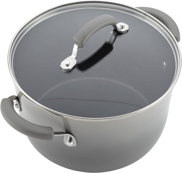 Cookware Classic Brights Hard Enamel Aluminum Nonstick Cookware Set, 14-Piece, Sea Salt Gray8