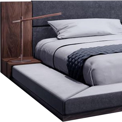 Noe Zen Japanese Low Profile Queen Bed W Nightstand- Dark Gray- Walnut4