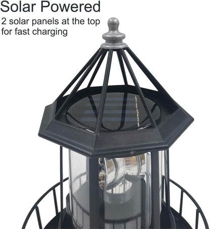 Solar Powered Lighthouse, 360 Degree Rotating IP65 Waterproof Garden Smoke Towers Statue Lights, Landscape Beacons Lamp for Lawn Patio Pond Yard Outdoor Decor2