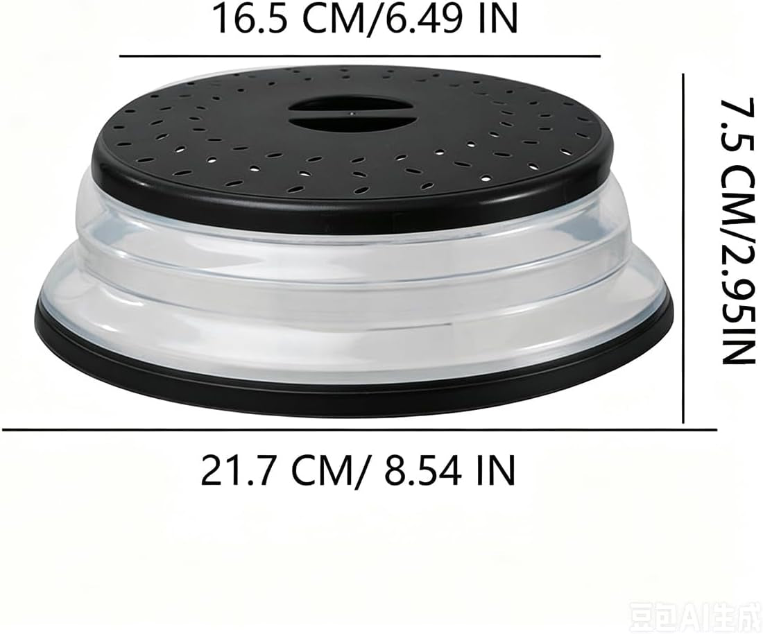 small-collapsible-microwave-splatter-cover-gray-8-in-microwave-plate-cover-with-steam-vent-bpa-free-silicone-plastic