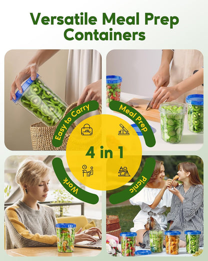 10 Pack-33Oz Freezer Storage Containers Set, Plastic Food Storage Containers with Twist Top Lids, BPA Free Stackable Soup Containers for Overnight Oats/Salad/Leftover/Soup/Ice Cream7