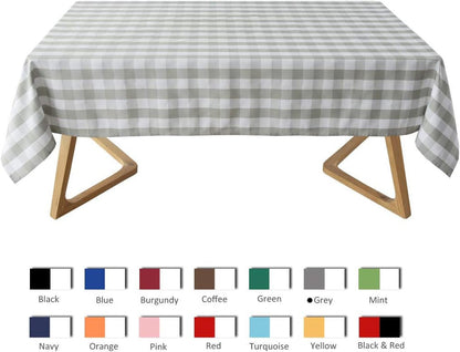 Rectangle Checkered Tablecloth Waterproof Spillproof Wrinkle Resistant Buffalo Plaid Heavy Weight Table Cloth Gingham Table Cover for Outdoor and Indoor Use, 52 X 70 Inch Grey and White3