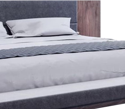 Noe Zen Japanese Low Profile Queen Bed W Nightstand- Dark Gray- Walnut6