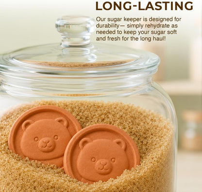 2 Pack Brown Sugar Bear Keeper - Terracotta Brown Sugar Saver Disc Keeps It Soft & Fresh - Reusable Food Safe Clay Stone & Softener with Cute Bear Design, Gift for Bakers6