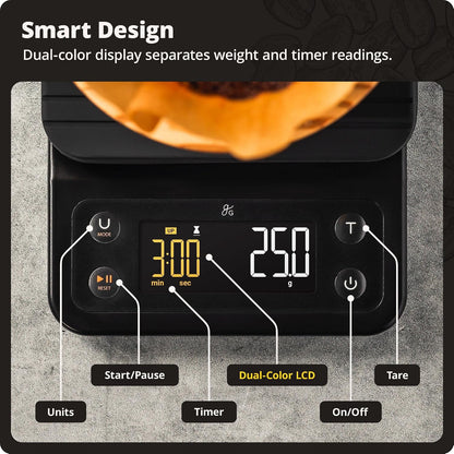 Coffee Scale with Timer, 0.1G Precision for Espresso & Matcha | Digital Pour-Over Scale with Waterproof Silicone Cover, Backlit Display & 6.6Lb Capacity for Chemex, V60, Drip (Onyx Black)7