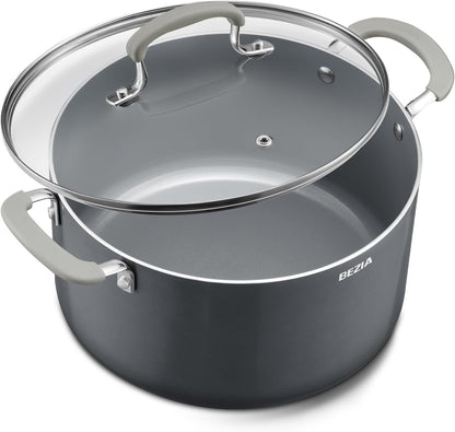 12QT Non Stick Stock Pot with Lid, Ceramic Big Cooking Pot for Soup | Stay-Cool Silicone Handles1